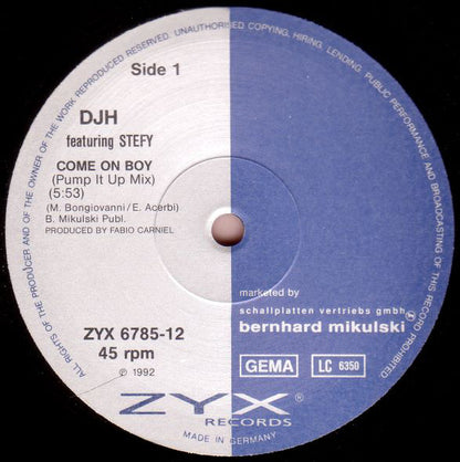 DJ H Featuring Stefy* : Come On Boy (12")