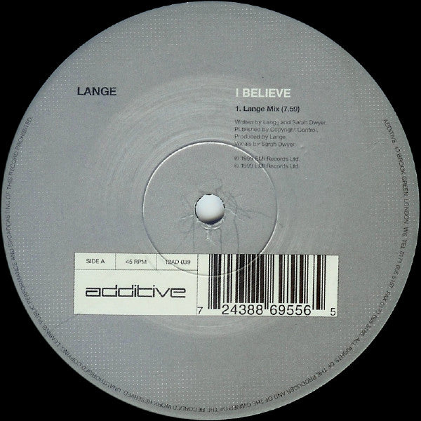 Lange : I Believe (12", Single)