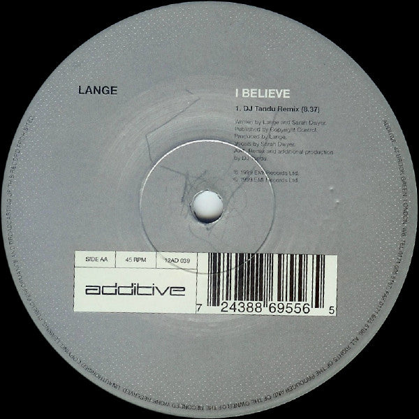 Lange : I Believe (12", Single)