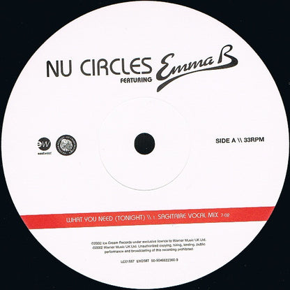 Nu Circles Featuring Emma B : What You Need (Tonight) (12")