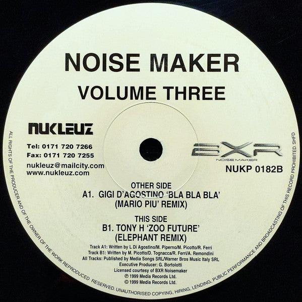 Gigi D'Agostino / Tony H : Noise Maker Volume Three (12", Comp)