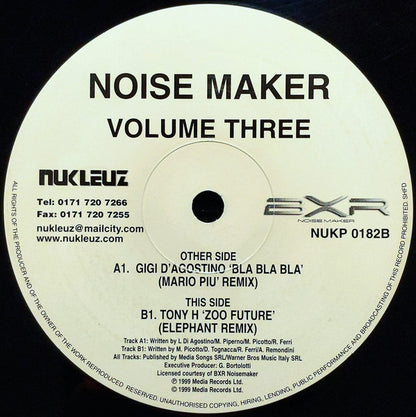 Gigi D'Agostino / Tony H : Noise Maker Volume Three (12", Comp)