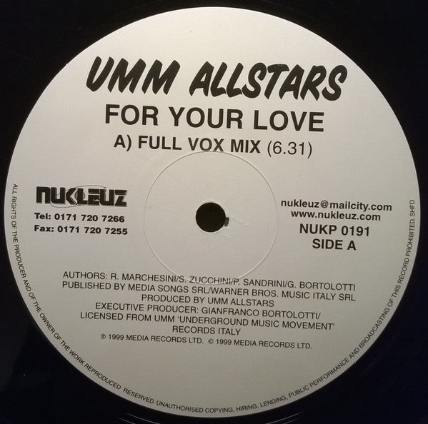 UMM Allstars : For Your Love (12")