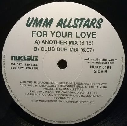 UMM Allstars : For Your Love (12")