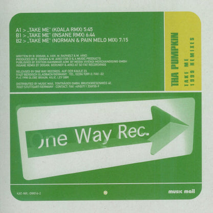 Tha Pumpkin : Take Me - 1999 Remixes (12", Maxi)