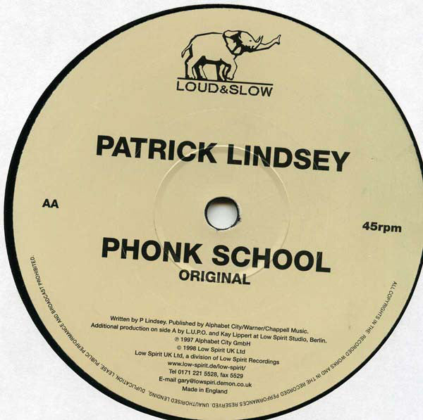 Patrick Lindsey : Phonk School (12")