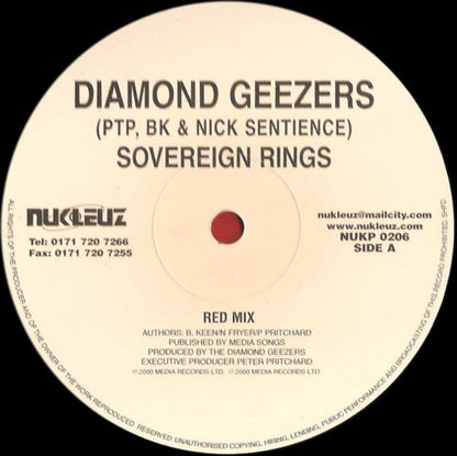 Diamond Geezers (PTP, BK & Nick Sentience)* : Sovereign Rings (12")