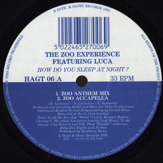 Zoo Experience Featuring Luca* : How Do You Sleep At Night? (12")