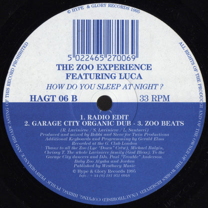 Zoo Experience Featuring Luca* : How Do You Sleep At Night? (12")