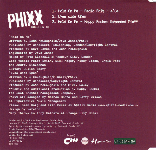 Phixx : Hold On Me (CD, Single, CD2)