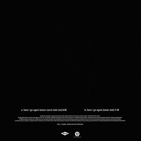 E-Type : Here I Go Again (12", Promo)