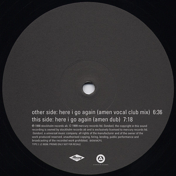 E-Type : Here I Go Again (12", Promo)