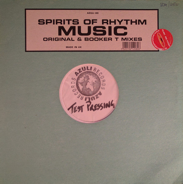 Spirits Of Rhythm : Music (Original & Booker T Mixes) (12", S/Sided, TP, W/Lbl)