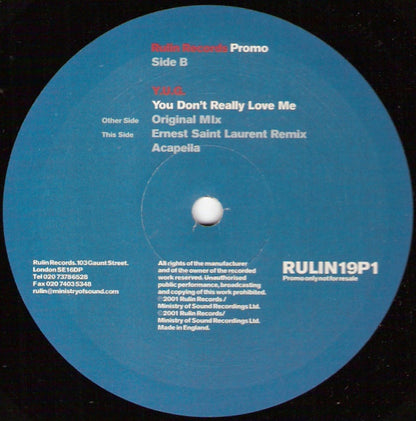 Y.U.G.* : You Don't Really Love Me (12", Promo)