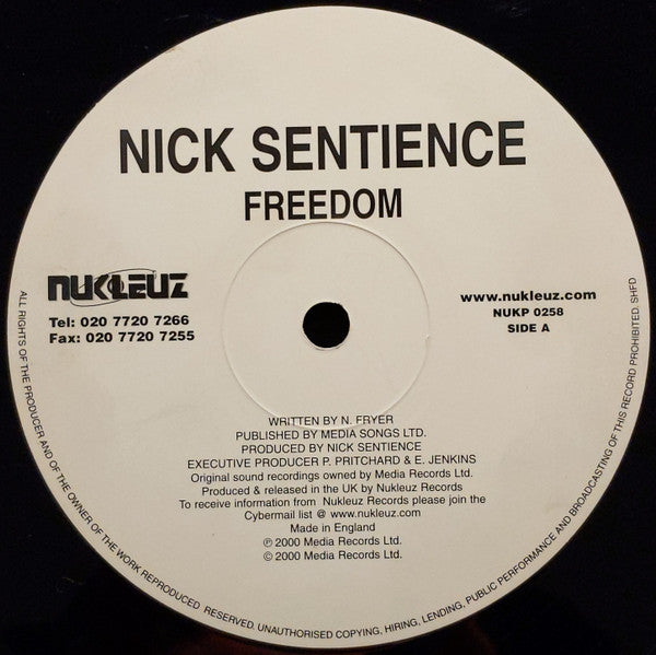 Nick Sentience : Freedom / Discotech (12")