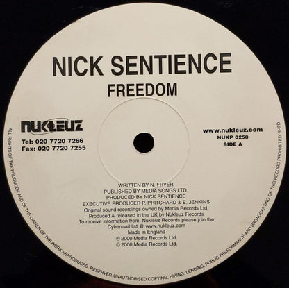 Nick Sentience : Freedom / Discotech (12")