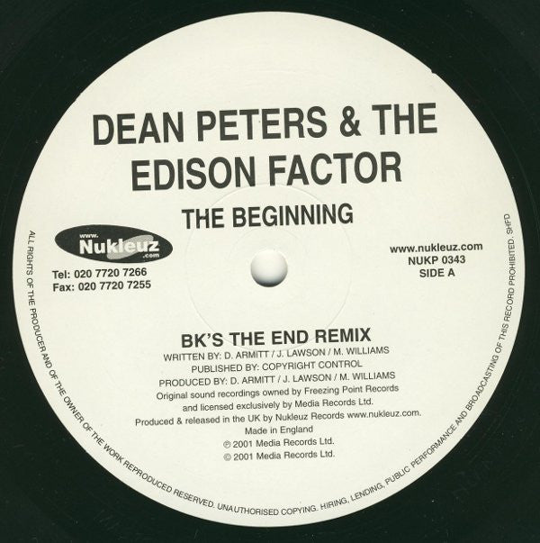 Dean Peters & The Edison Factor : The Beginning (12")