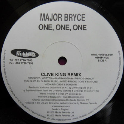 Major Bryce : One, One, One (12")