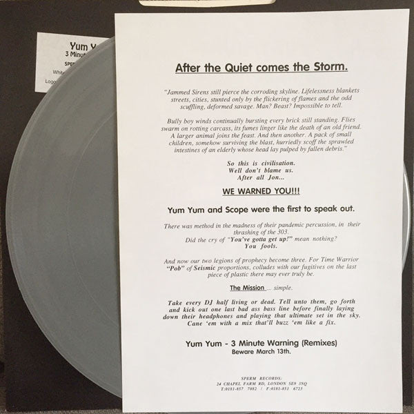 Yum Yum : 3 Minute Warning (The Remixes) (12", Promo, Sil)