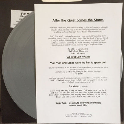 Yum Yum : 3 Minute Warning (The Remixes) (12", Promo, Sil)