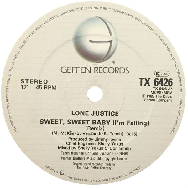 Lone Justice : Sweet, Sweet Baby (I'm Falling) (Remix) (12", Single)