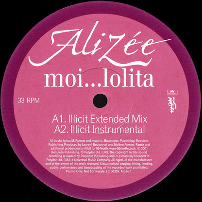 Alizée : Moi…Lolita (12", Promo)