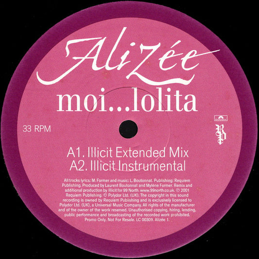 Alizée : Moi…Lolita (12", Promo)