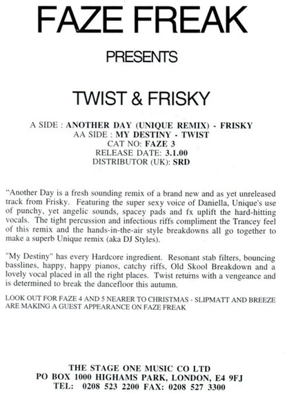 Twist (3) & Frisky : Another Day (Remix) / My Destiny (12")