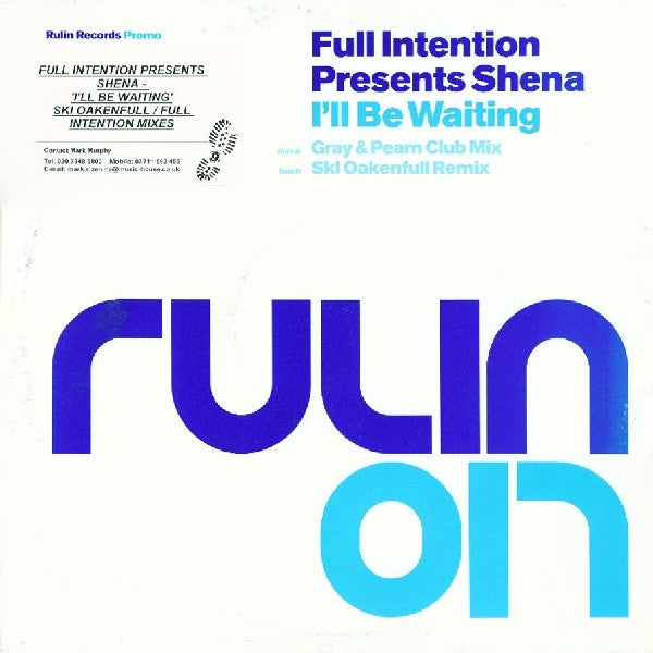 Full Intention Presents Shena : I'll Be Waiting (12", Promo)