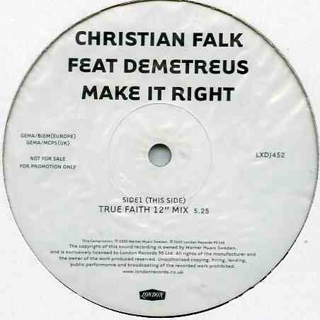 Christian Falk : Make It Right (12", Promo)