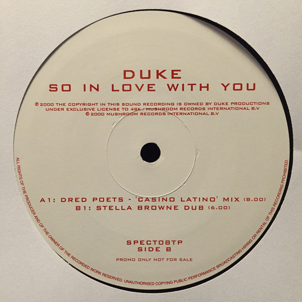 Duke : So In Love With You (2x12", Promo)
