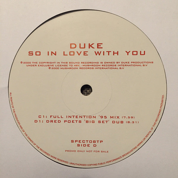 Duke : So In Love With You (2x12", Promo)