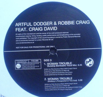 Artful Dodger & Robbie Craig Feat Craig David : Woman Trouble (2x12", Promo)