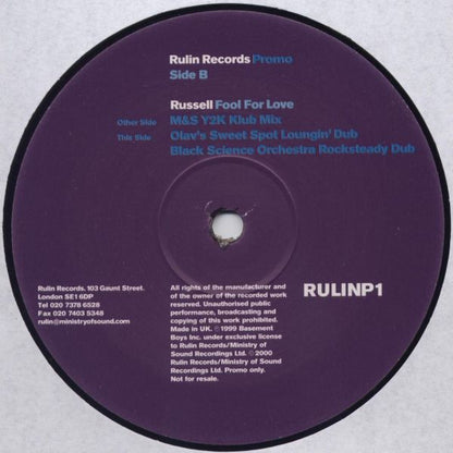 Russell : Fool For Love (2x12", Promo)