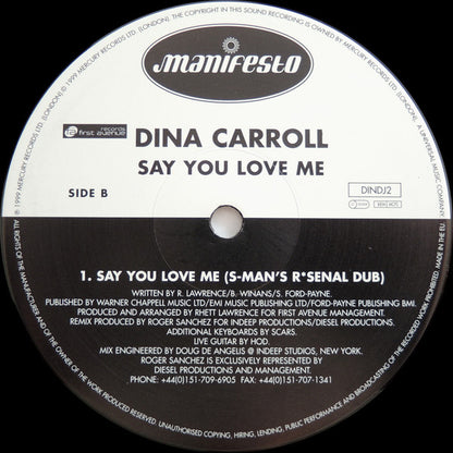 Dina Carroll : Say You Love Me (12", Promo)