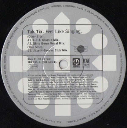 Tak Tix : Feel Like Singing (2x12")