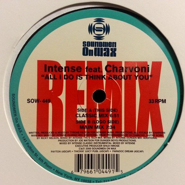 Intense (2) Feat. Charvoni : All I Do Is Think About You (Remixes) (2x12")
