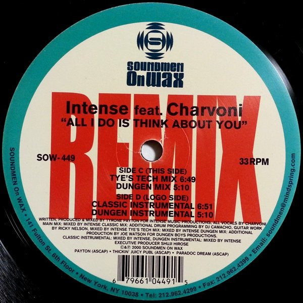 Intense (2) Feat. Charvoni : All I Do Is Think About You (Remixes) (2x12")