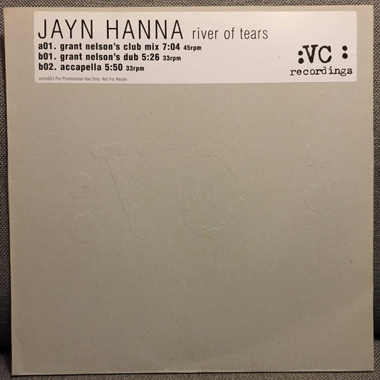Jayn Hanna : River Of Tears (12", Promo)