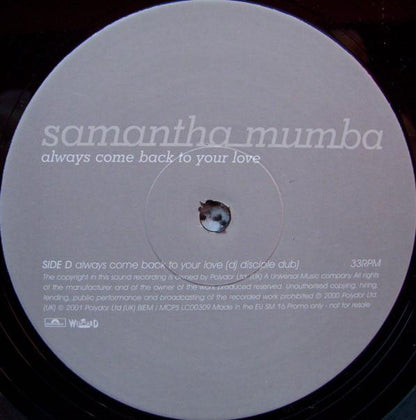 Samantha Mumba : Always Come Back To Your Love (2x12", Promo)