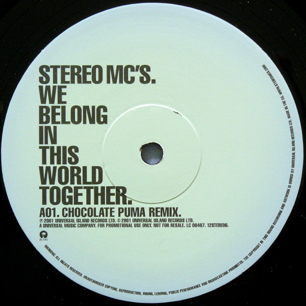 Stereo MC's : We Belong In This World Together (12", Promo)
