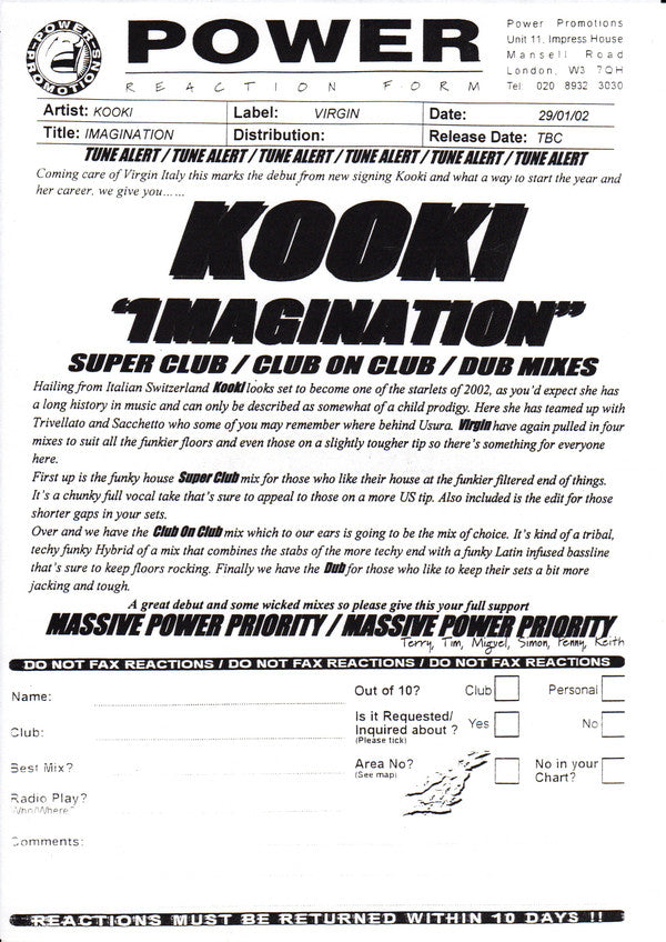 Kooki : Imagination (12", Promo)