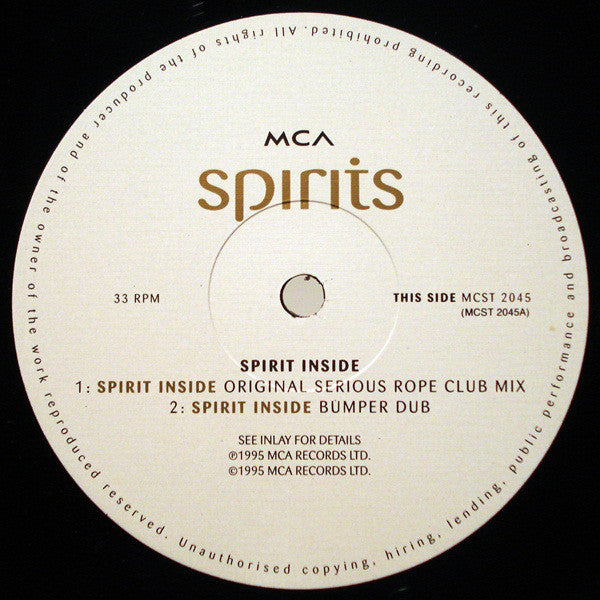 Spirits : Spirit Inside (Serious Rope & Marshall Jefferson Club Mixes) (12", Single)