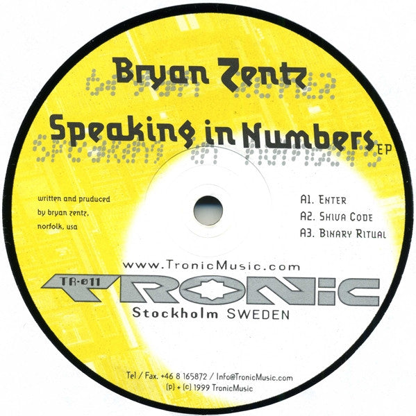 Bryan Zentz : Speaking In Numbers EP (12", EP)