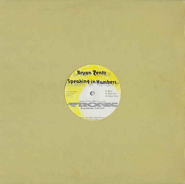 Bryan Zentz : Speaking In Numbers EP (12", EP)