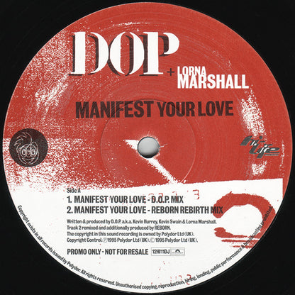 DOP* + Lorna Marshall : Manifest Your Love (12", Promo)