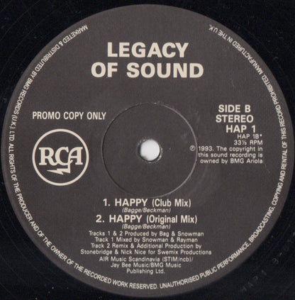 Legacy Of Sound : Happy (12", Promo)