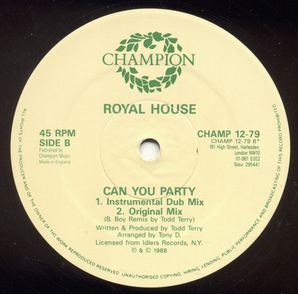 Royal House : Can You Party (12", Single, Com)
