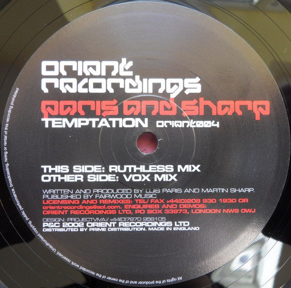 Paris And Sharp* : Temptation (12")
