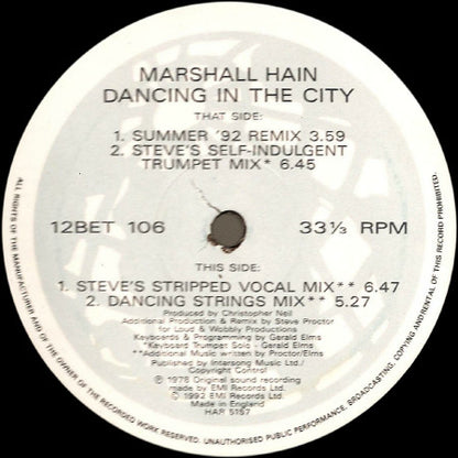 Marshall Hain : Dancing In The City (12")